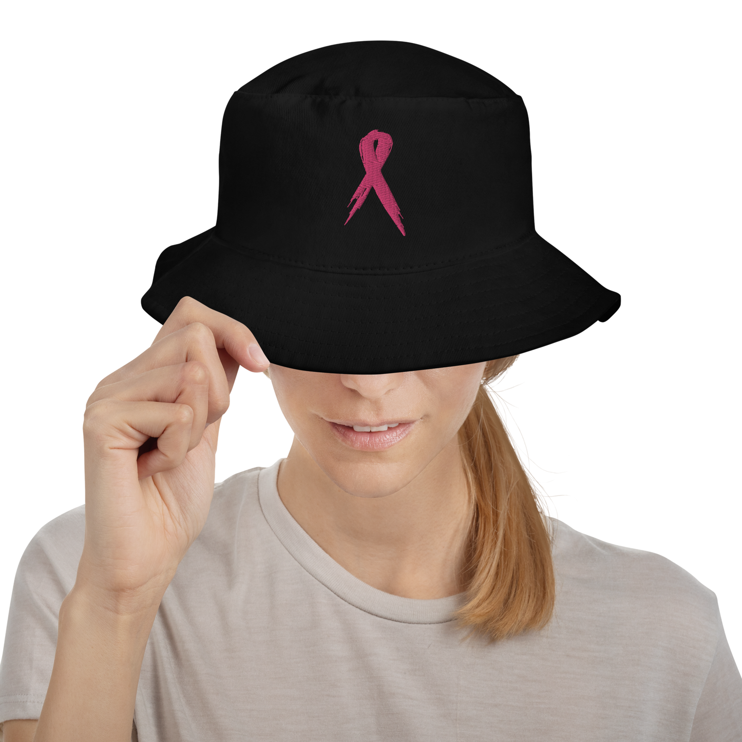 Breast Cancer Awareness Ribbon Bucket Hat