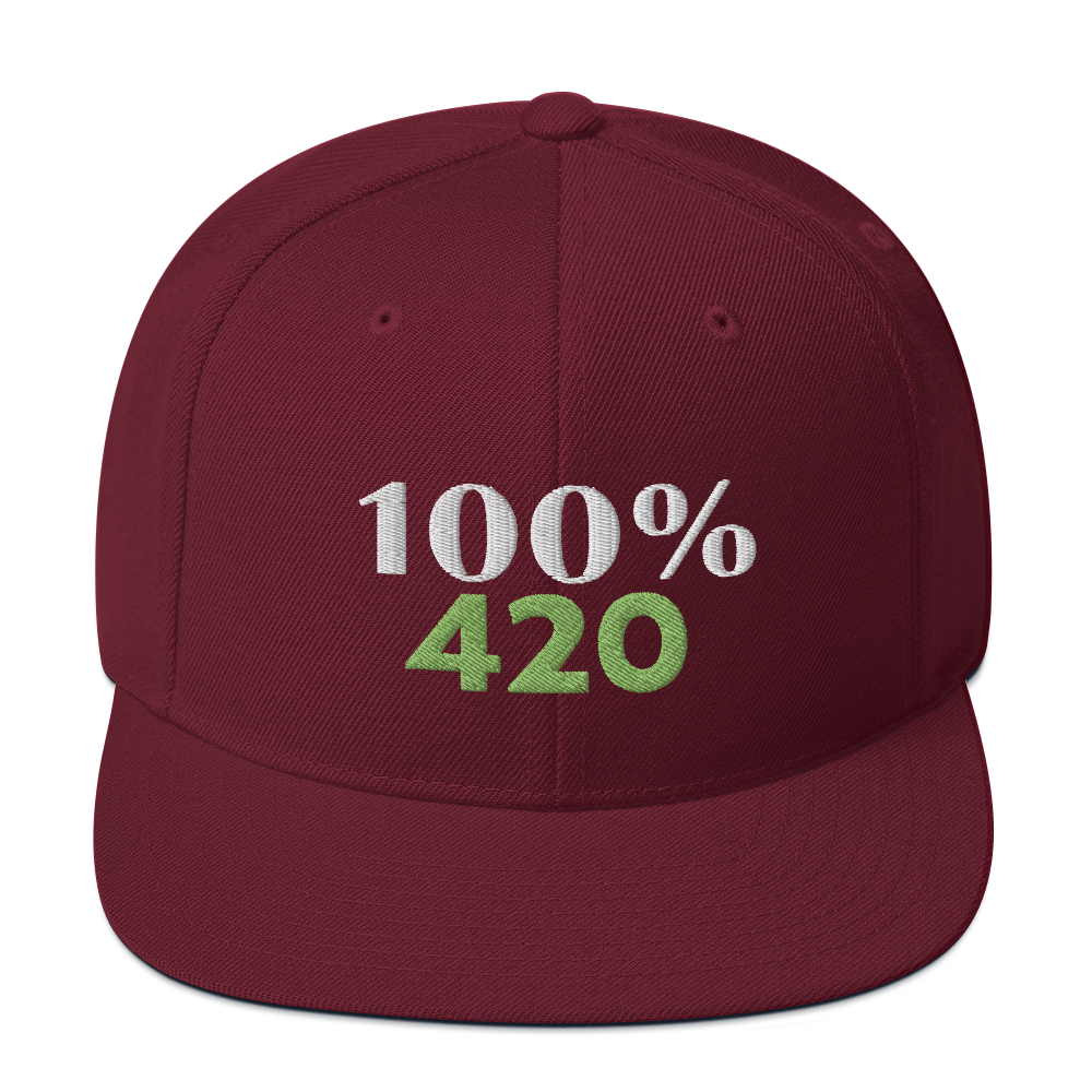 100% 420 Snapback Baseball Hat - 100 Percent Tee Company
