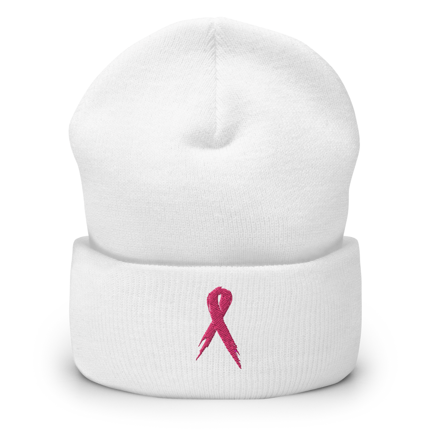 Breast Cancer Awareness Ribbon Cuffed Beanie