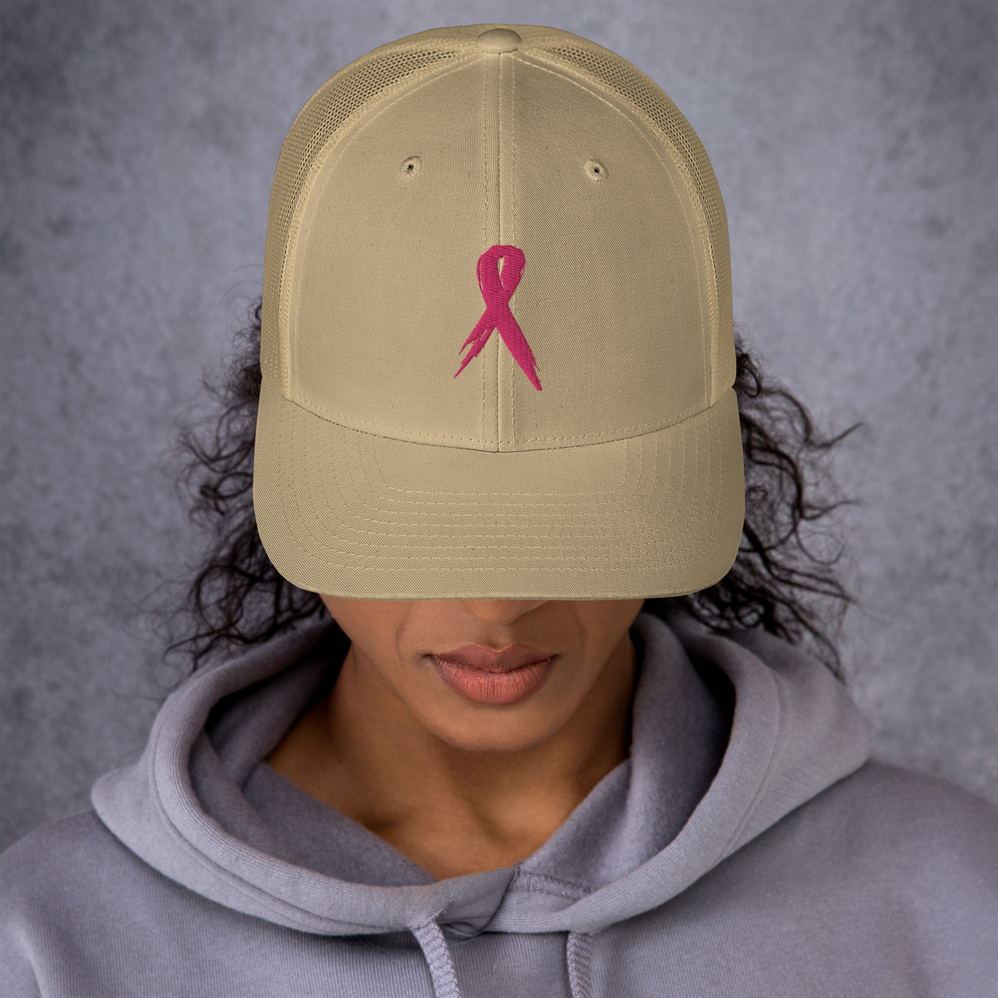 Breast Cancer Awareness Ribbon Trucker Hat