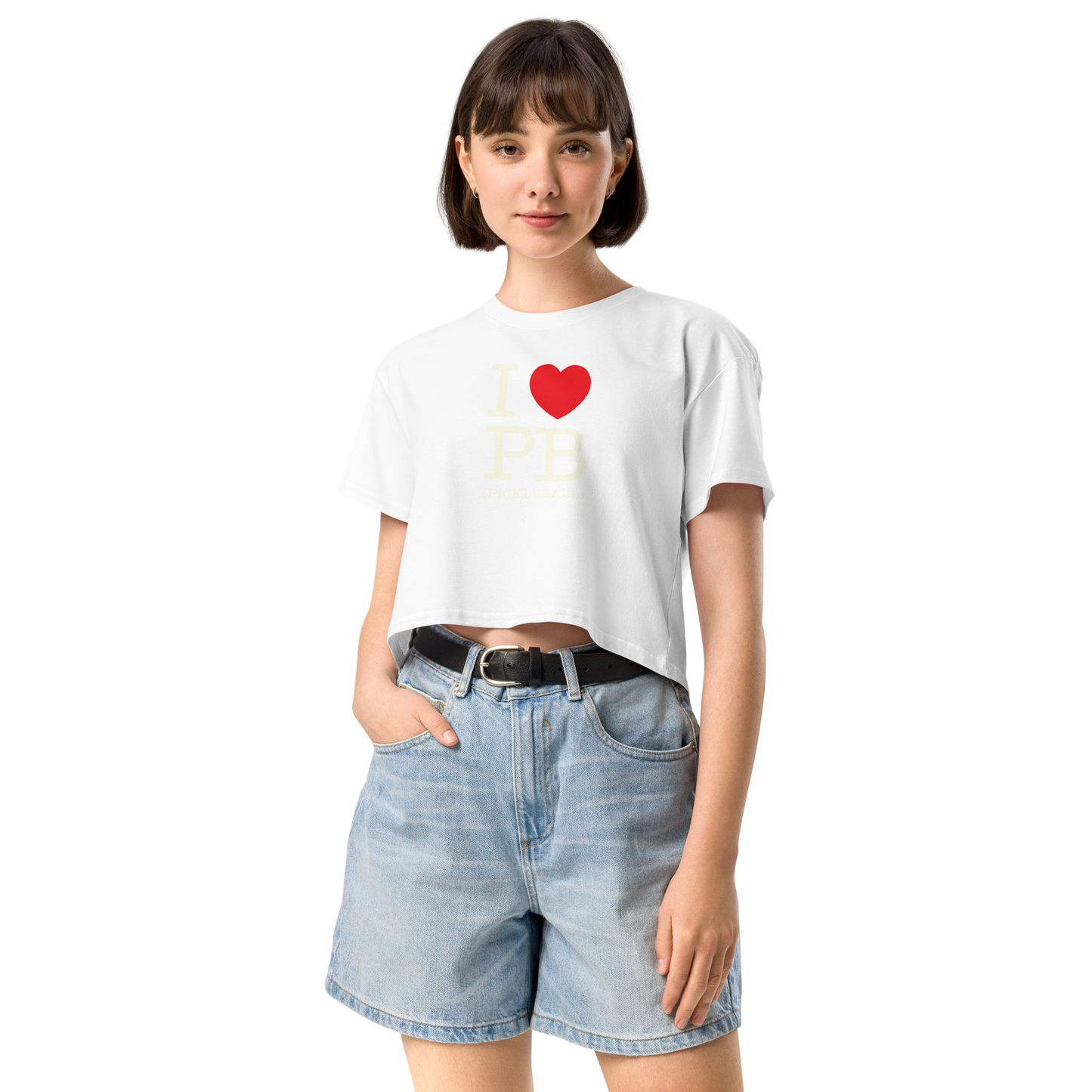 I Love PB (Pickleball) Women’s Crop Tee