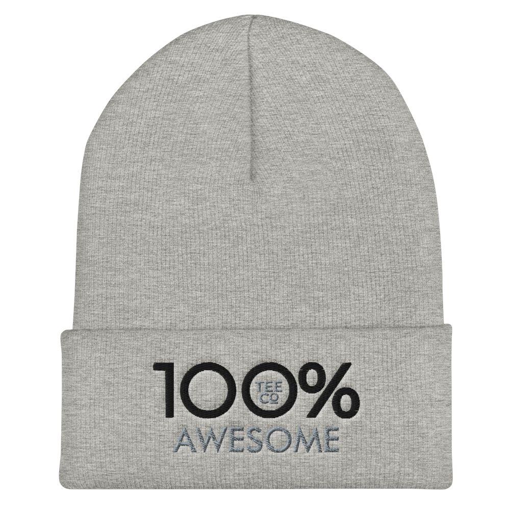 100% AWESOME Cuffed Beanie - 100 Percent Tee Company