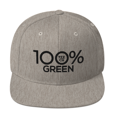100% GREEN Snapback Hat - 100 Percent Tee Company