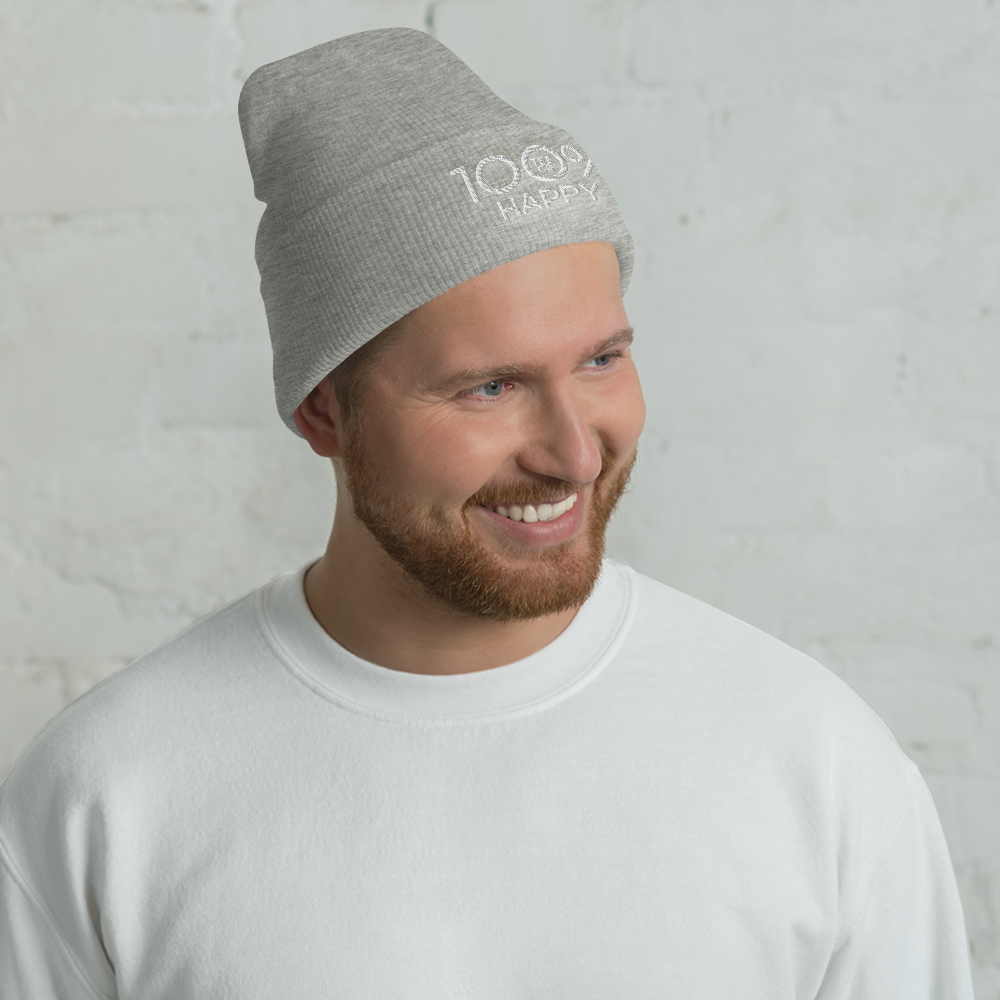 100% HAPPY Cuffed Beanie - 100 Percent Tee Company