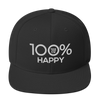 100% HAPPY Snapback Hat - 100 Percent Tee Company