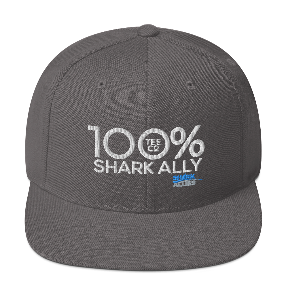 100% SHARK ALLY Snapback Baseball Hat to benefit Shark Allies - 100 Percent Tee Company
