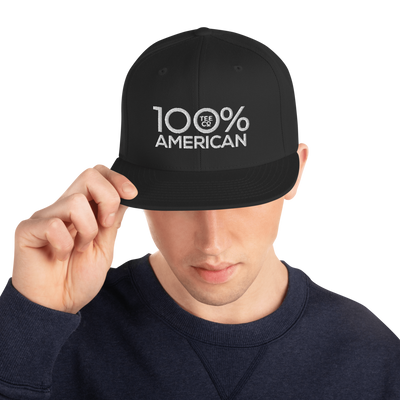 100% AMERICAN Snapback Baseball Hat - 100 Percent Tee Company