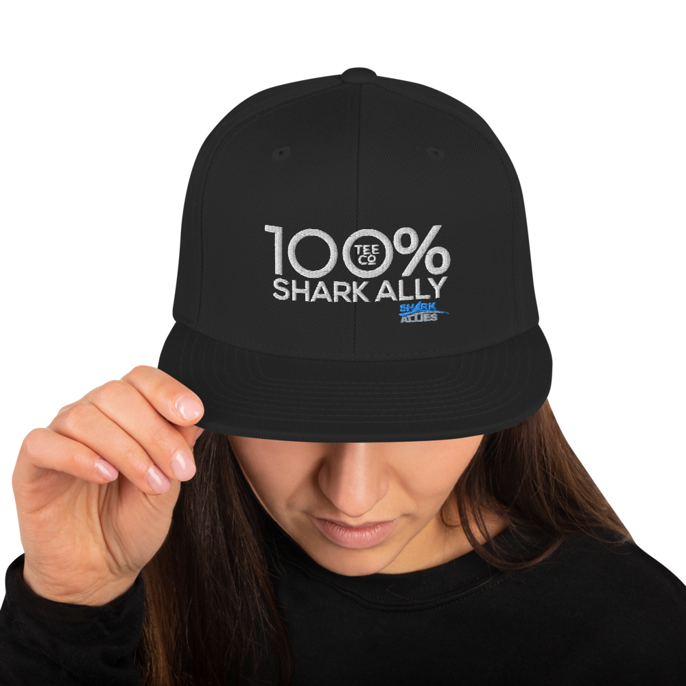 100% SHARK ALLY Snapback Baseball Hat to benefit Shark Allies - 100 Percent Tee Company