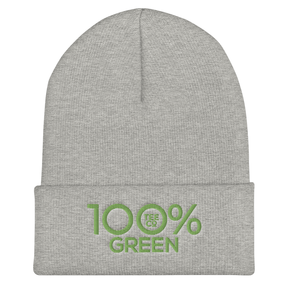 100% GREEN Cuffed Beanie - 100 Percent Tee Company