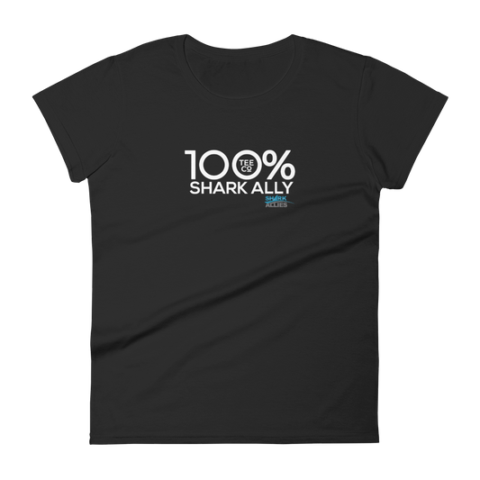 100% SHARK ALLY Women's Short Sleeve Tee to benefit Shark Allies - 100 Percent Tee Company