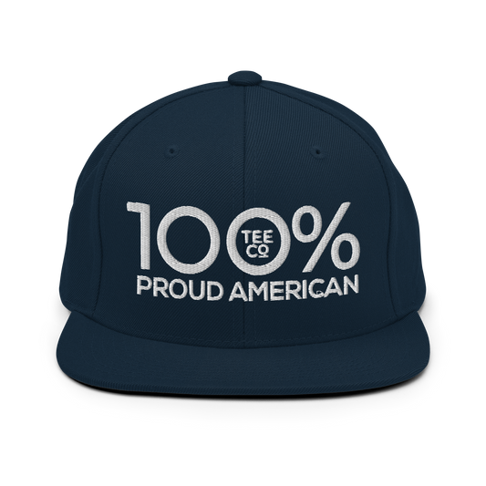 100% PROUD AMERICAN Snapback Baseball Hat - 100 Percent Tee Company