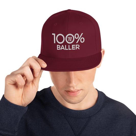 100% BALLER Snapback Baseball Hat - 100 Percent Tee Company