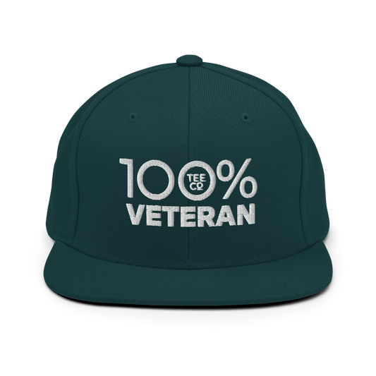 100% VETERAN Snapback Baseball Hat - 100 Percent Tee Company