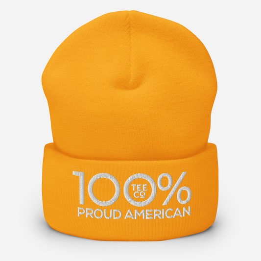 100% PROUD AMERICAN Cuffed Beanie - 100 Percent Tee Company