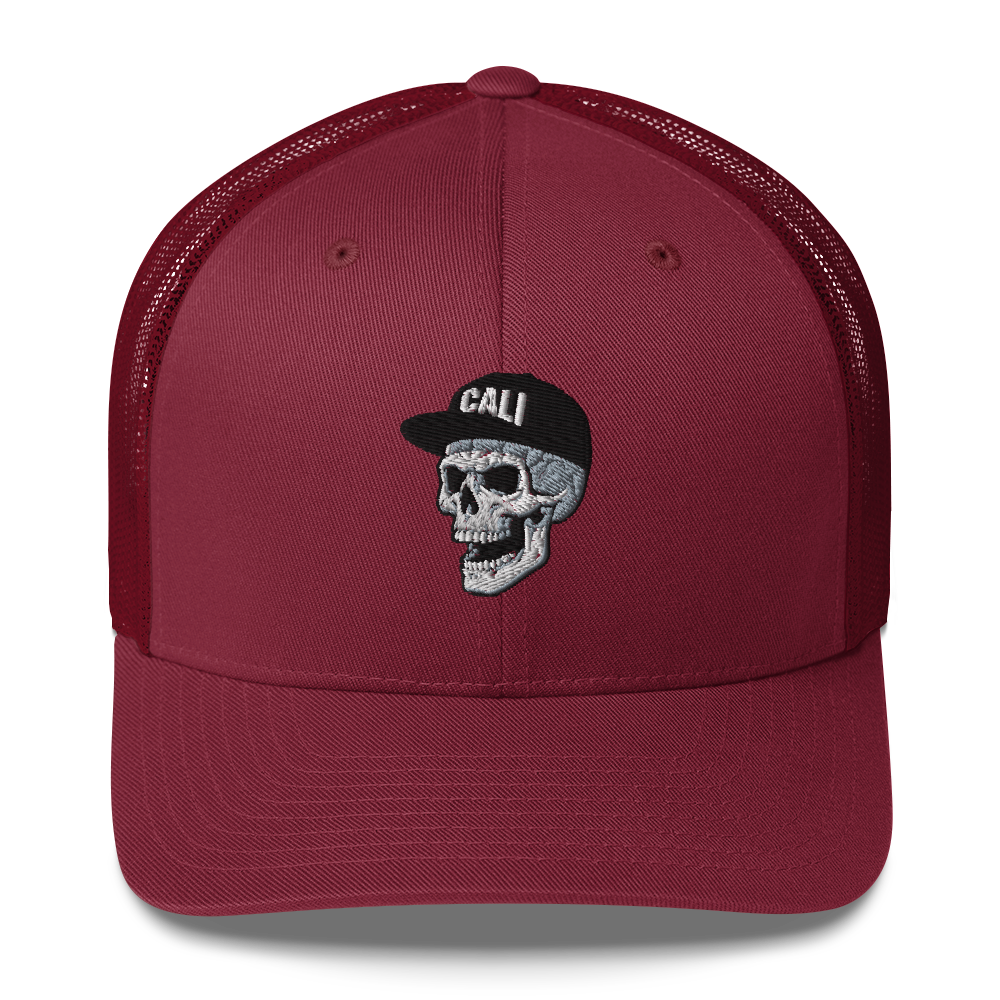 CALI SKULL maroon Trucker Hat