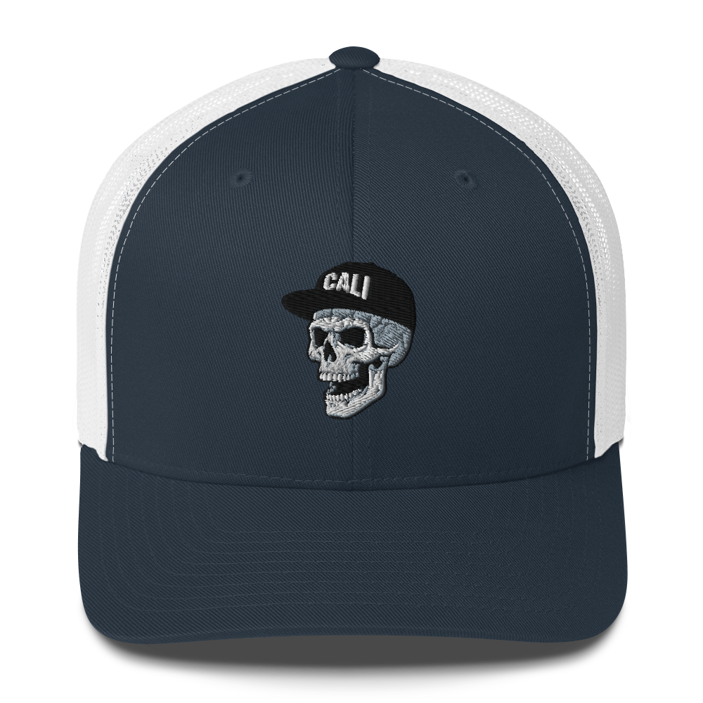 CALI SKULL blue and white Trucker Hat