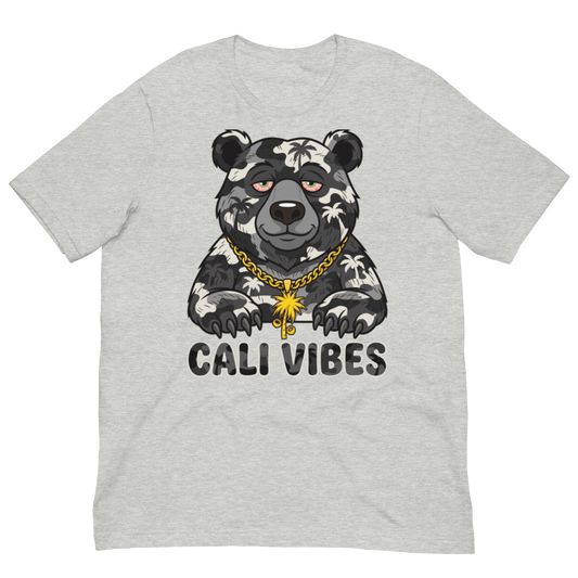 Light blue t-shirt with 'Cali Vibes' text 