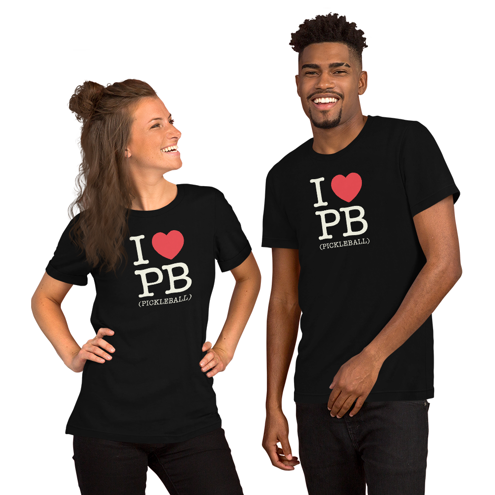 I Love PB (Pickleball) Unisex Tee Shirt