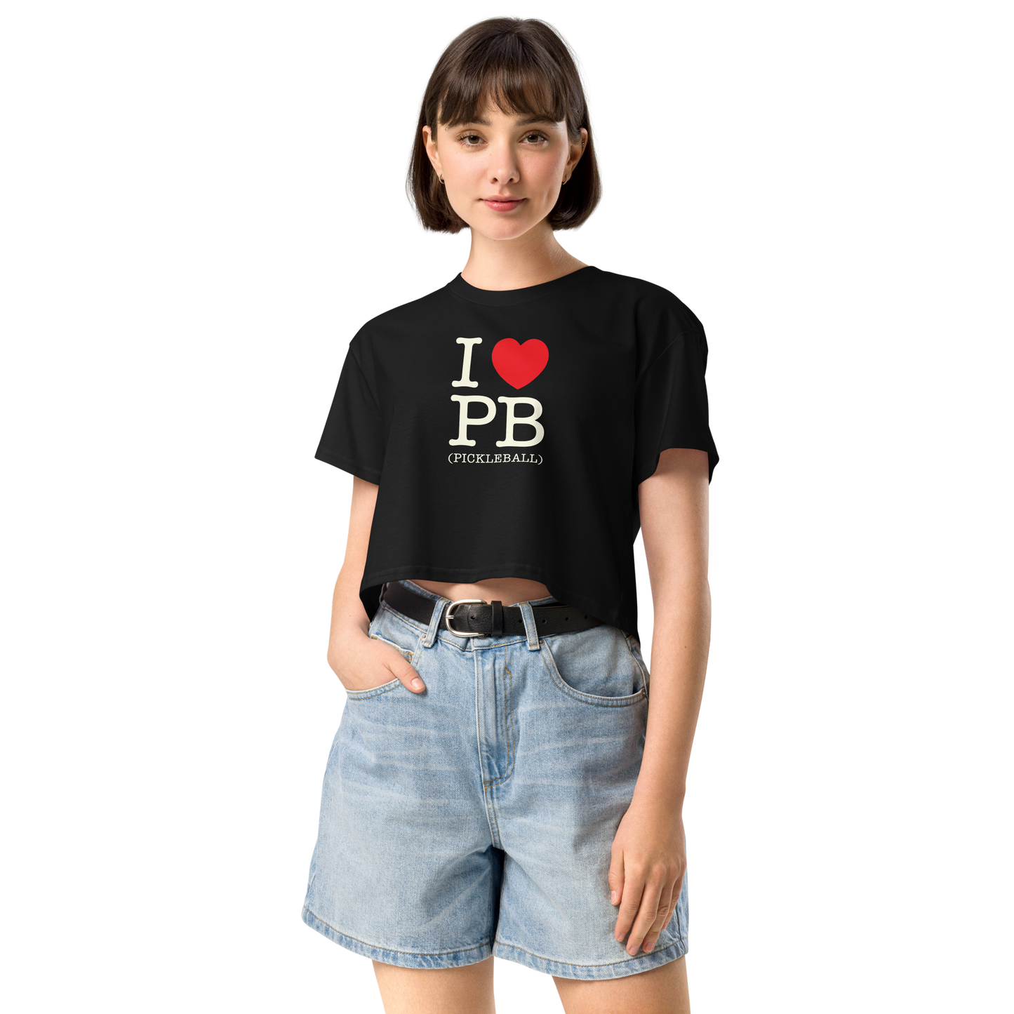 I Love PB (Pickleball) Women’s Crop Tee