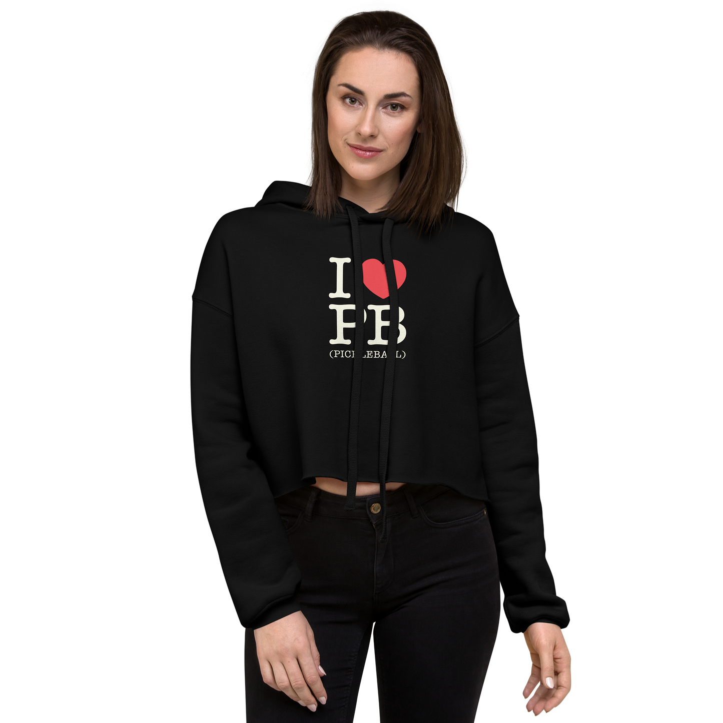 I Love PB (Pickleball) Crop Hoodie