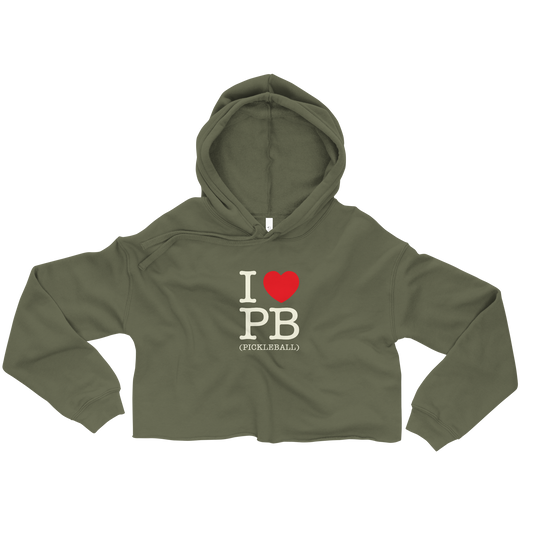 I Love PB (Pickleball) Crop Hoodie