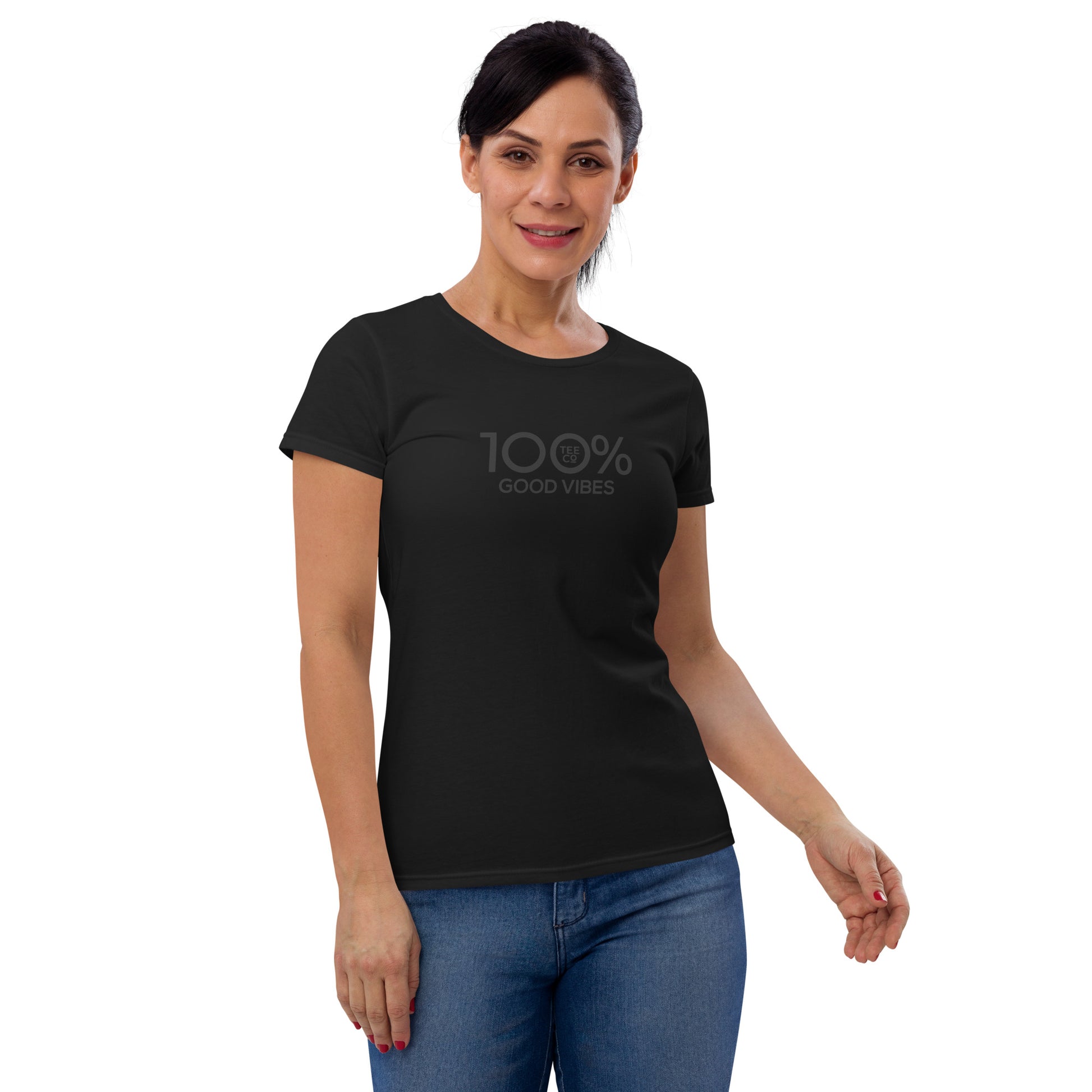 100% GOOD VIBES Women's Fitted Tee - 100 Percent Tee Company