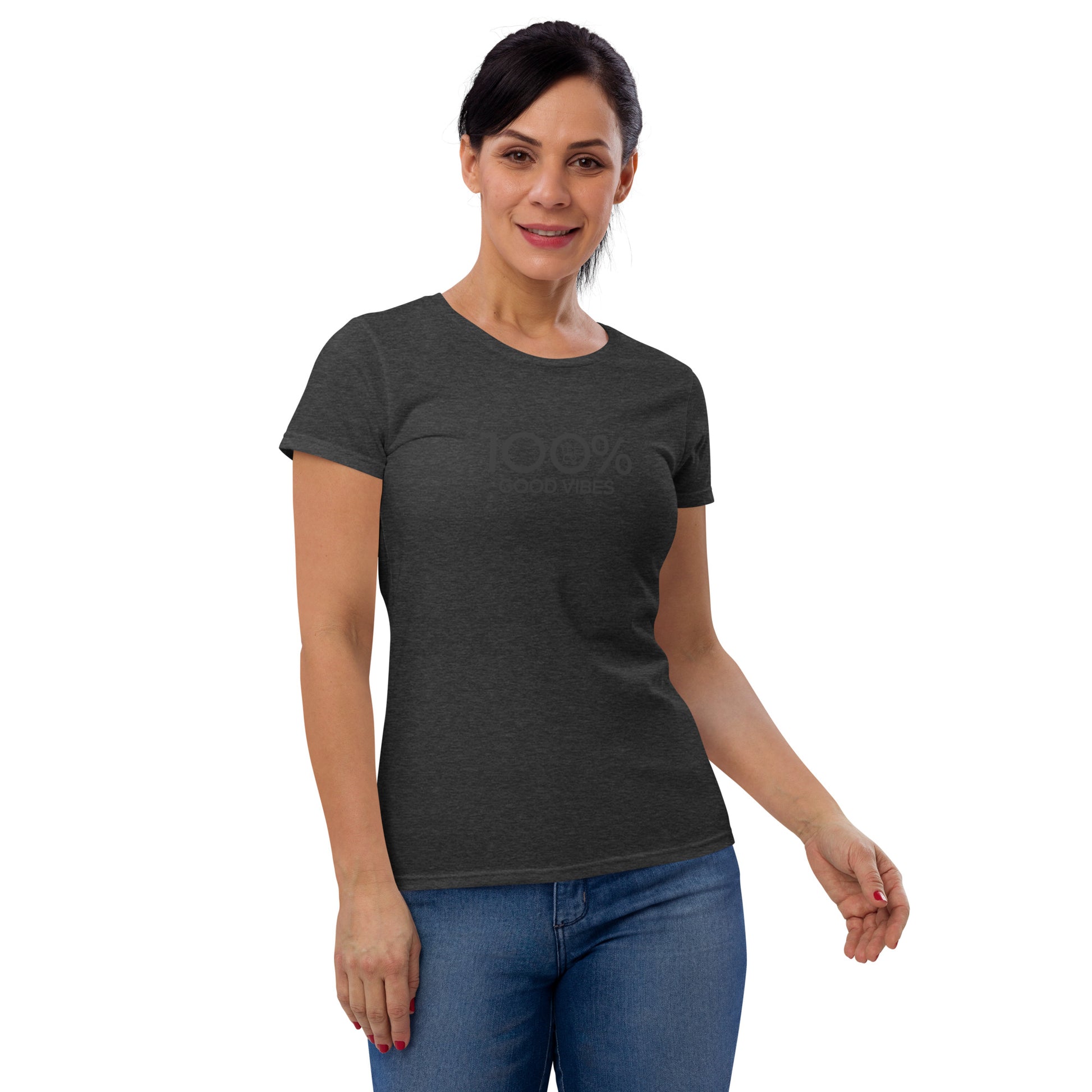 100% GOOD VIBES Women's Fitted Tee - 100 Percent Tee Company