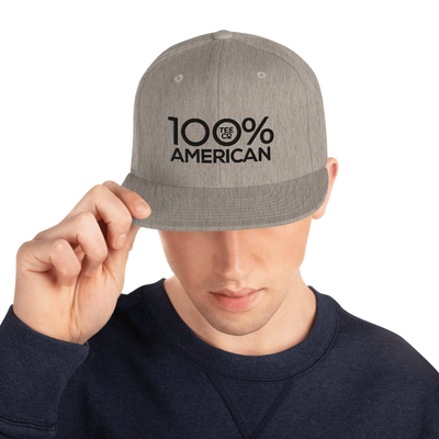 100% AMERICAN Snapback Baseball Hat - 100 Percent Tee Company