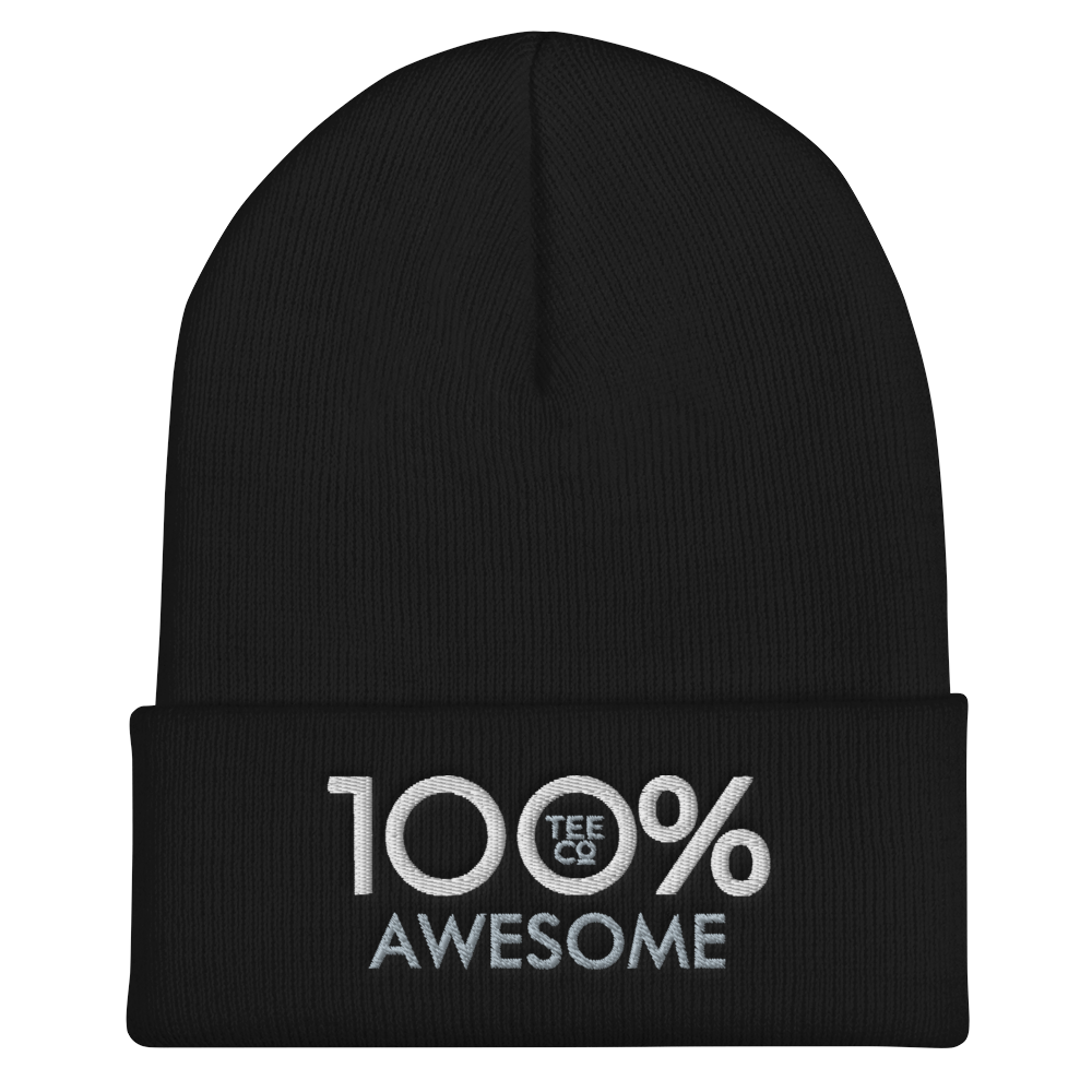 100% AWESOME Cuffed Beanie - 100 Percent Tee Company