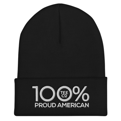 100% PROUD AMERICAN Cuffed Beanie - 100 Percent Tee Company