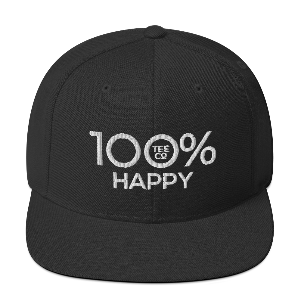 100% HAPPY Snapback Hat - 100 Percent Tee Company