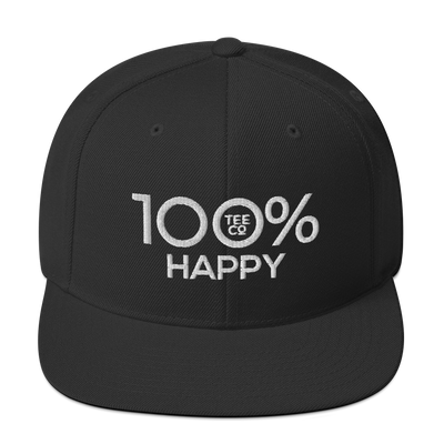 100% HAPPY Snapback Hat - 100 Percent Tee Company