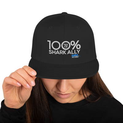 100% SHARK ALLY Snapback Baseball Hat to benefit Shark Allies - 100 Percent Tee Company