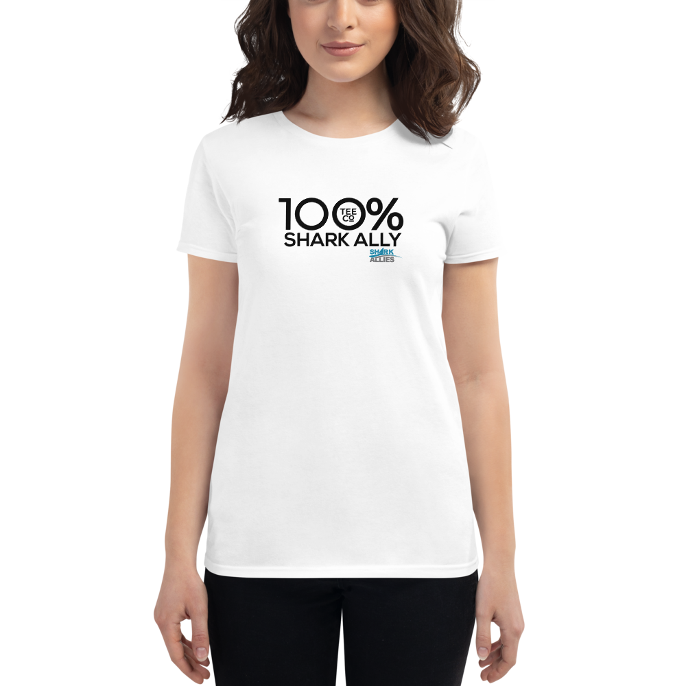 100% SHARK ALLY Women's Short Sleeve Tee to benefit Shark Allies - 100 Percent Tee Company